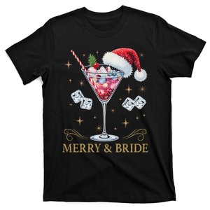 Merry And Bride Bachelorette Party Cocktail Drink Christmas T-Shirt