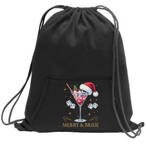 Merry And Bride Bachelorette Party Cocktail Drink Christmas Sweatshirt Cinch Pack Bag