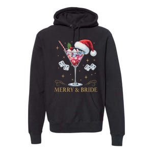 Merry And Bride Bachelorette Party Cocktail Drink Christmas Premium Hoodie