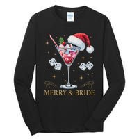 Merry And Bride Bachelorette Party Cocktail Drink Christmas Tall Long Sleeve T-Shirt