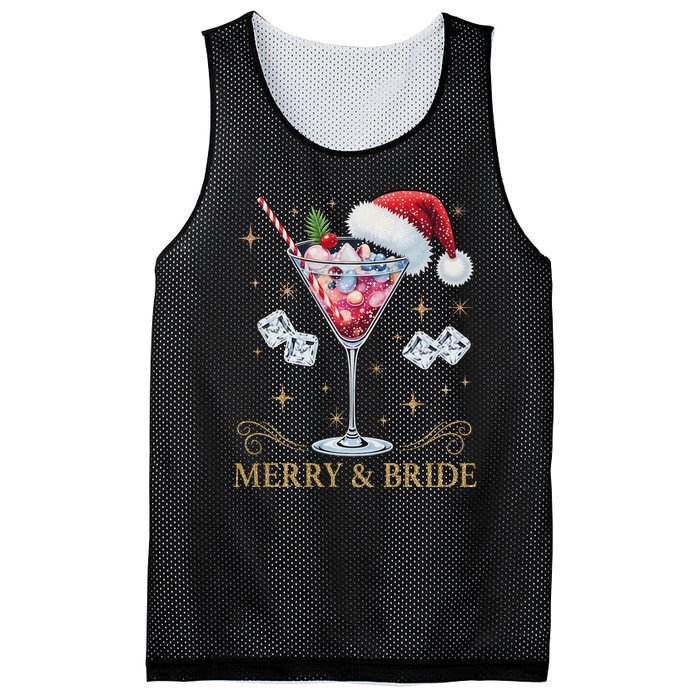 Merry And Bride Bachelorette Party Cocktail Drink Christmas Mesh Reversible Basketball Jersey Tank