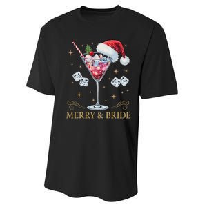 Merry And Bride Bachelorette Party Cocktail Drink Christmas Performance Sprint T-Shirt