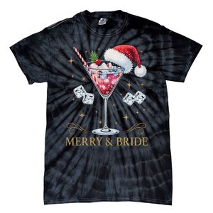 Merry And Bride Bachelorette Party Cocktail Drink Christmas Tie-Dye T-Shirt