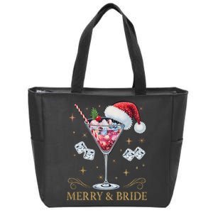 Merry And Bride Bachelorette Party Cocktail Drink Christmas Zip Tote Bag