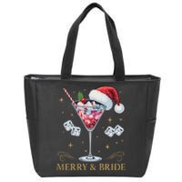 Merry And Bride Bachelorette Party Cocktail Drink Christmas Zip Tote Bag