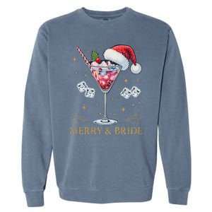 Merry And Bride Bachelorette Party Cocktail Drink Christmas Garment-Dyed Sweatshirt