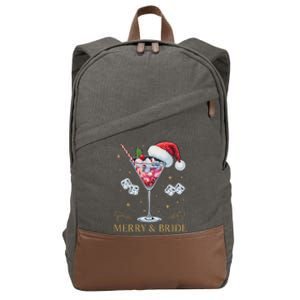 Merry And Bride Bachelorette Party Cocktail Drink Christmas Cotton Canvas Backpack