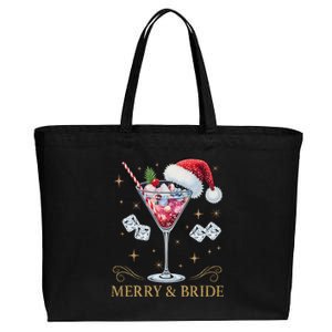 Merry And Bride Bachelorette Party Cocktail Drink Christmas Cotton Canvas Jumbo Tote