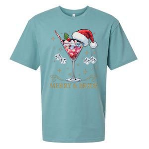 Merry And Bride Bachelorette Party Cocktail Drink Christmas Sueded Cloud Jersey T-Shirt