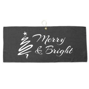 Merry And Bright Christmas Tree Large Microfiber Waffle Golf Towel