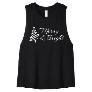 Merry And Bright Christmas Tree Women's Racerback Cropped Tank