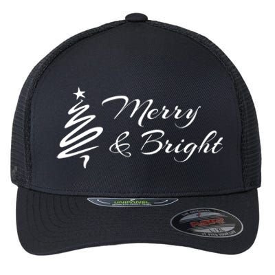 Merry And Bright Christmas Tree Flexfit Unipanel Trucker Cap