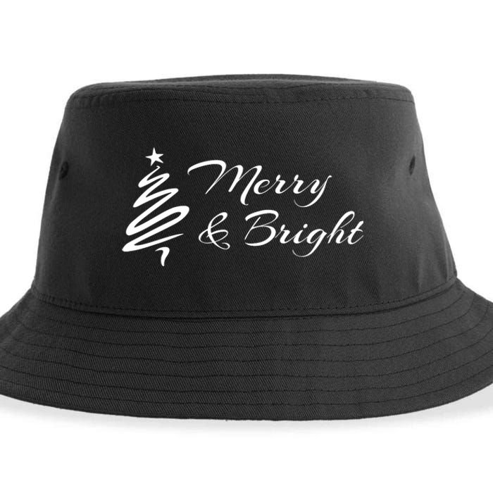 Merry And Bright Christmas Tree Sustainable Bucket Hat