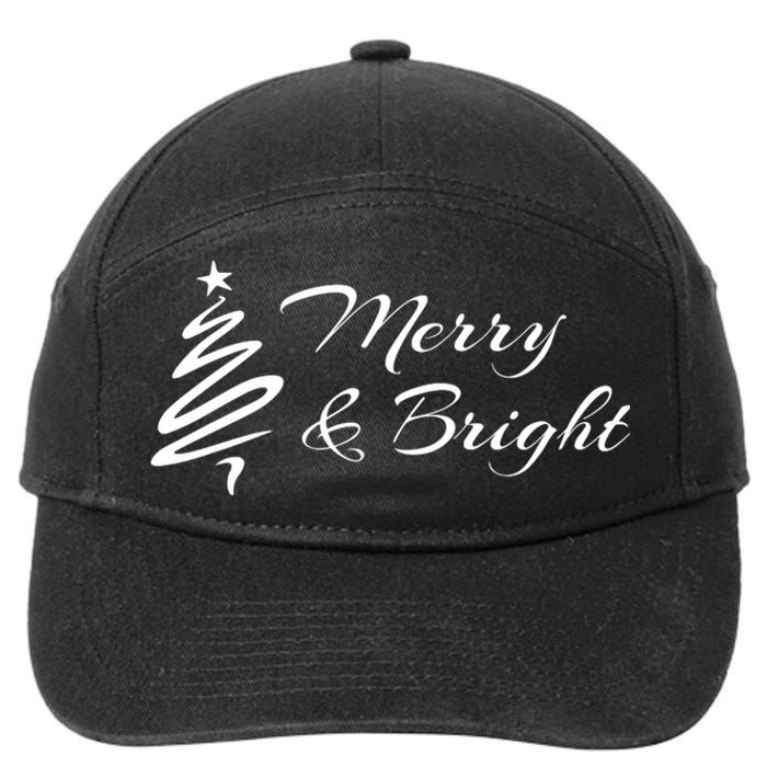 Merry And Bright Christmas Tree 7-Panel Snapback Hat