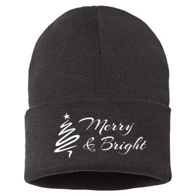 Merry And Bright Christmas Tree Sustainable Knit Beanie