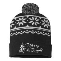 Merry And Bright Christmas Tree USA-Made Snowflake Beanie