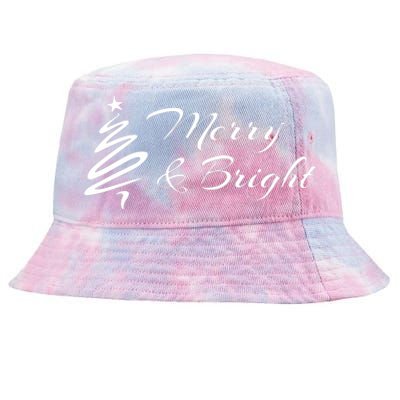 Merry And Bright Christmas Tree Tie-Dyed Bucket Hat