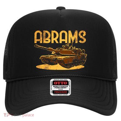 M1 Abrams Battle Tank Usa America American Military High Crown Mesh Back Trucker Hat