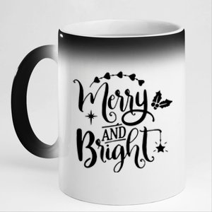 Merry And Bright Christmas Gift 11oz Black Color Changing Mug