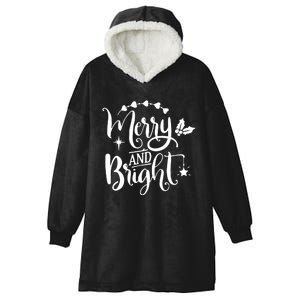 Merry And Bright Christmas Gift Hooded Wearable Blanket