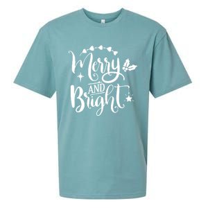 Merry And Bright Christmas Gift Sueded Cloud Jersey T-Shirt