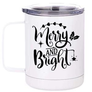 Merry And Bright Christmas Gift 12 oz Stainless Steel Tumbler Cup