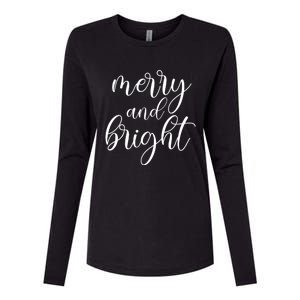 Merry And Bright Christmas Pajamas Outfit Funny Family Xmas Womens Cotton Relaxed Long Sleeve T-Shirt