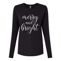 Merry And Bright Christmas Pajamas Outfit Funny Family Xmas Womens Cotton Relaxed Long Sleeve T-Shirt