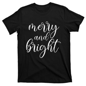 Merry And Bright Christmas Pajamas Outfit Funny Family Xmas T-Shirt