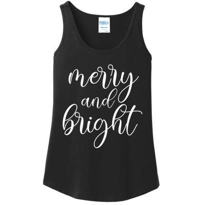 Merry And Bright Christmas Pajamas Outfit Funny Family Xmas Ladies Essential Tank