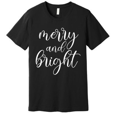 Merry And Bright Christmas Pajamas Outfit Funny Family Xmas Premium T-Shirt