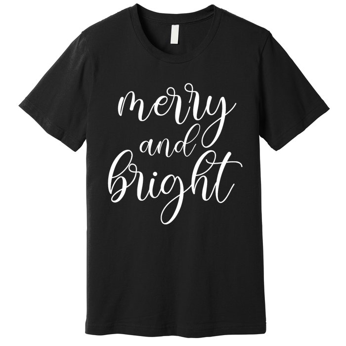 Merry And Bright Christmas Pajamas Outfit Funny Family Xmas Premium T-Shirt