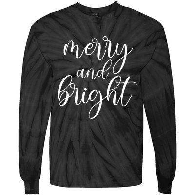 Merry And Bright Christmas Pajamas Outfit Funny Family Xmas Tie-Dye Long Sleeve Shirt