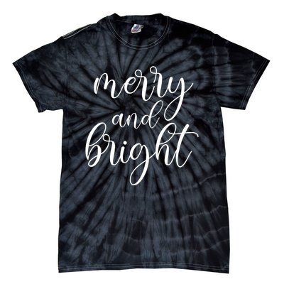 Merry And Bright Christmas Pajamas Outfit Funny Family Xmas Tie-Dye T-Shirt