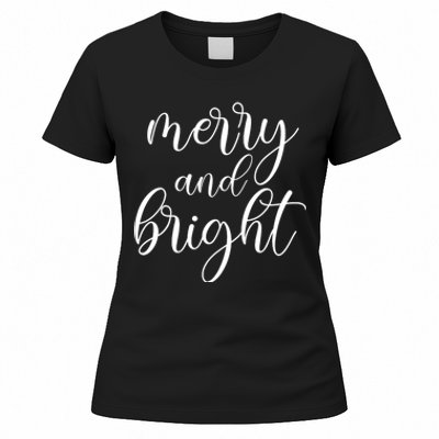 Merry And Bright Christmas Pajamas Outfit Funny Family Xmas Women's T-Shirt