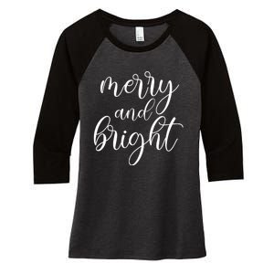 Merry And Bright Christmas Pajamas Outfit Funny Family Xmas Women's Tri-Blend 3/4-Sleeve Raglan Shirt