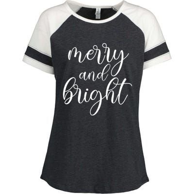 Merry And Bright Christmas Pajamas Outfit Funny Family Xmas Enza Ladies Jersey Colorblock Tee