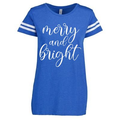 Merry And Bright Christmas Pajamas Outfit Funny Family Xmas Enza Ladies Jersey Football T-Shirt