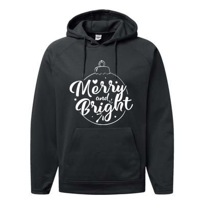 Merry And Bright Christmas Hoodie Performance Fleece Hoodie