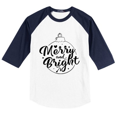 Merry And Bright Christmas Hoodie Baseball Sleeve Shirt