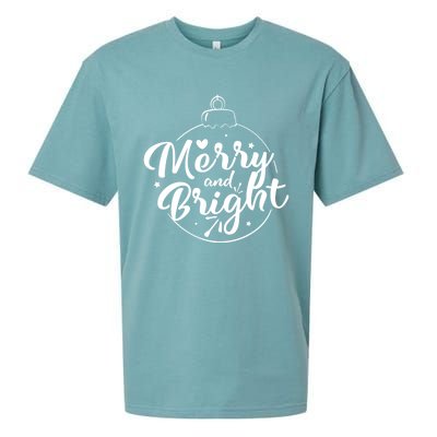 Merry And Bright Christmas Hoodie Sueded Cloud Jersey T-Shirt