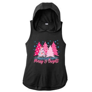 Merry And Bright Pink Christmas Tree Pink Christmas Costume Meaningful Gift Ladies PosiCharge Tri-Blend Wicking Draft Hoodie Tank