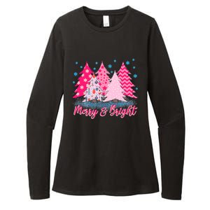 Merry And Bright Pink Christmas Tree Pink Christmas Costume Meaningful Gift Womens CVC Long Sleeve Shirt