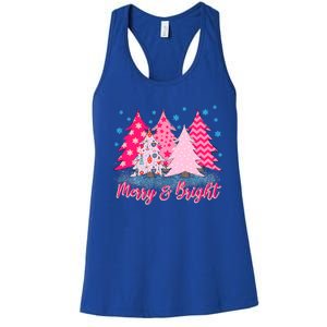 Merry And Bright Pink Christmas Tree Pink Christmas Costume Meaningful Gift Women's Racerback Tank