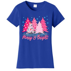 Merry And Bright Pink Christmas Tree Pink Christmas Costume Meaningful Gift Women's T-Shirt