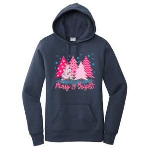 Merry And Bright Pink Christmas Tree Pink Christmas Costume Meaningful Gift Women's Pullover Hoodie