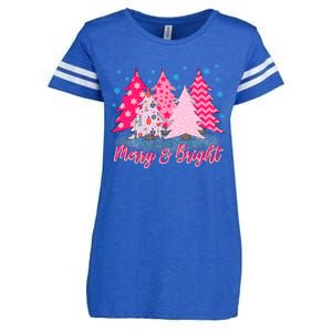 Merry And Bright Pink Christmas Tree Pink Christmas Costume Meaningful Gift Enza Ladies Jersey Football T-Shirt