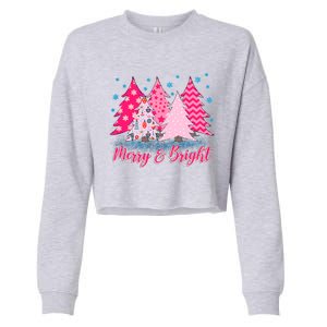 Merry And Bright Pink Christmas Tree Pink Christmas Costume Meaningful Gift Cropped Pullover Crew