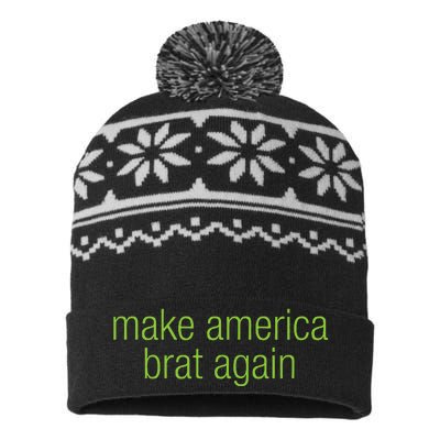 Make America Brat Again Kamala 2024 Trump Parody USA-Made Snowflake Beanie