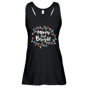 Merry And Bright Santa Christmas Xmas Lights Pajamas Holiday Ladies Essential Flowy Tank